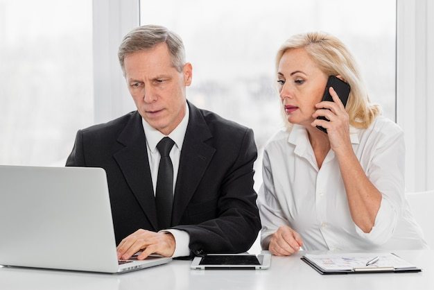 Man and woman in a meeting