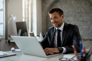 man working on a laptop