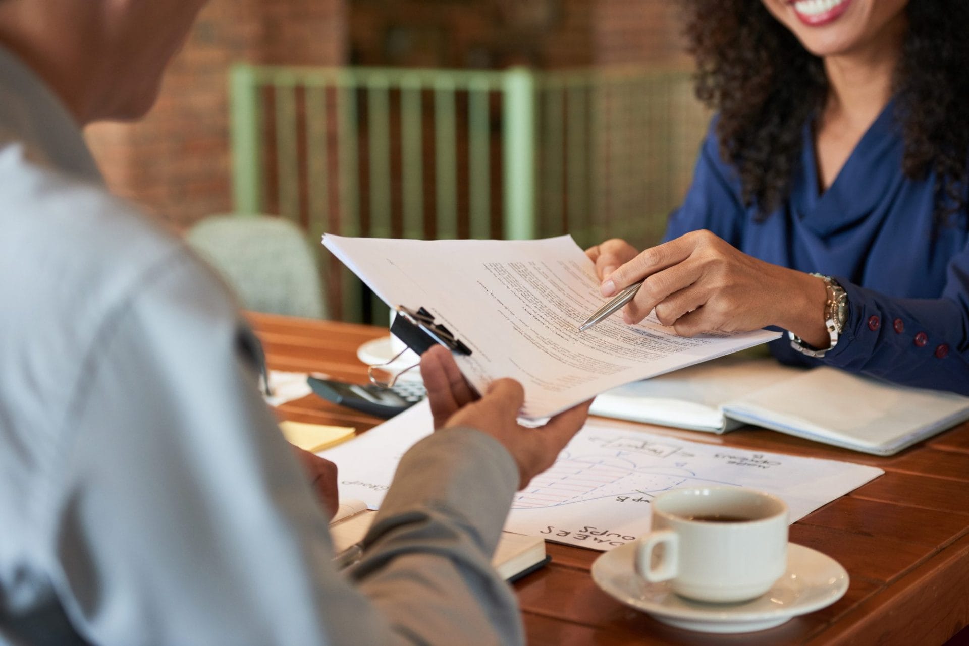 woman looking at documents