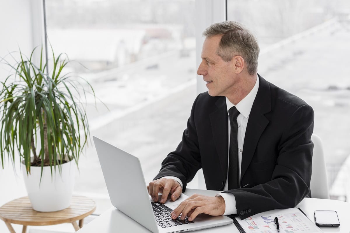 Businessman working on his laptop