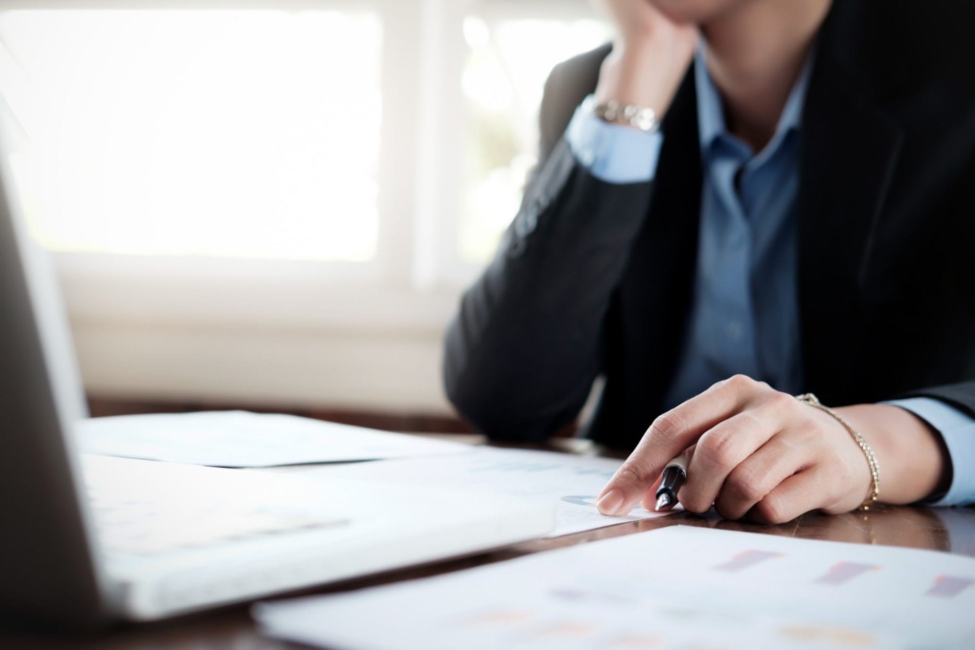 person checking on documents