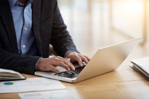 business man using a laptop