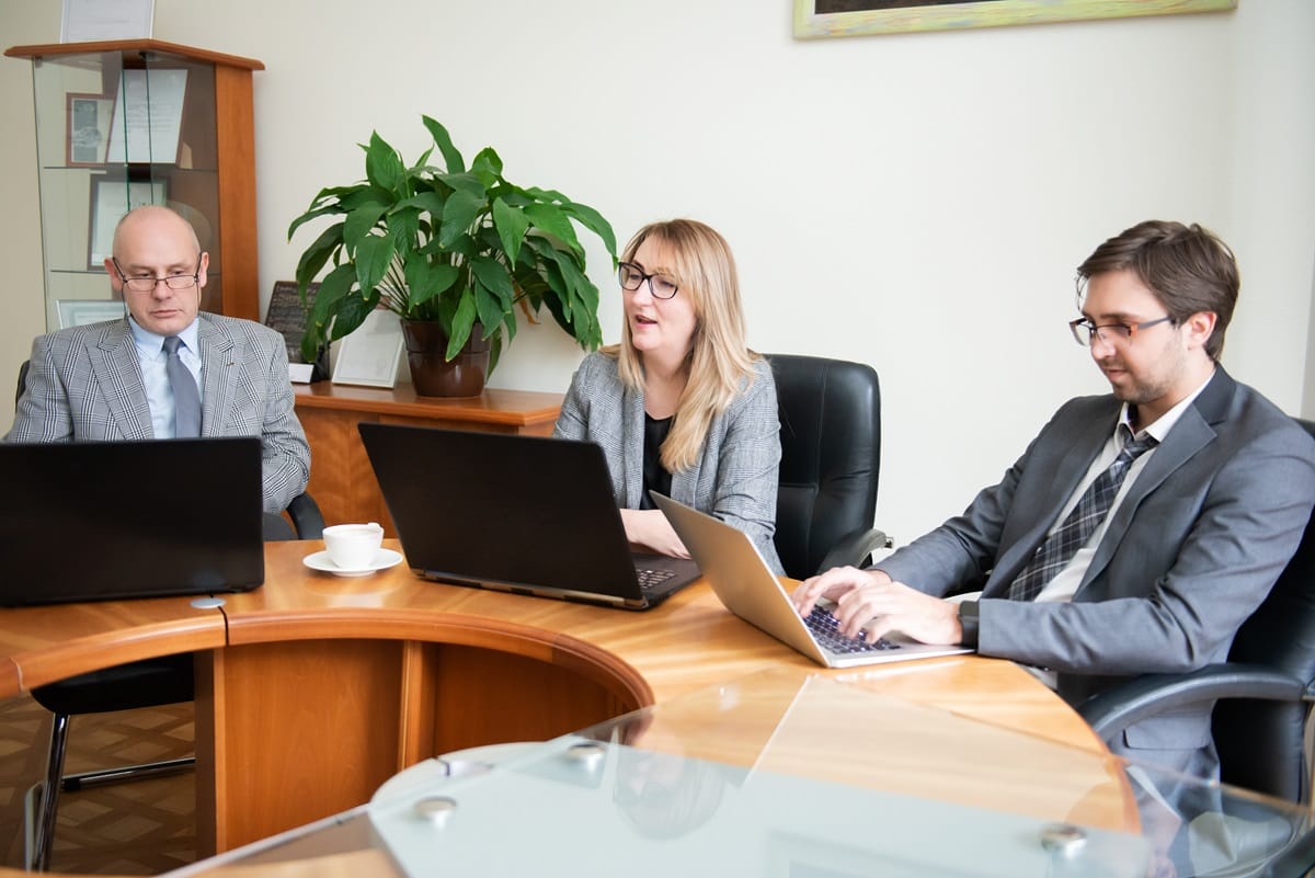 An in-house legal team during a meeting
