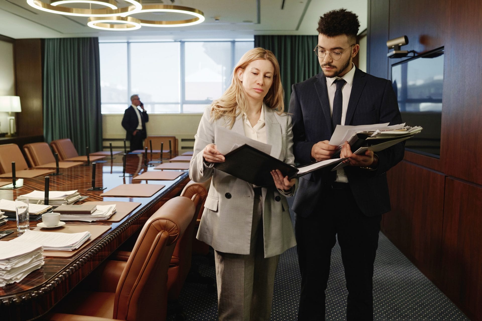 Business people holding a document