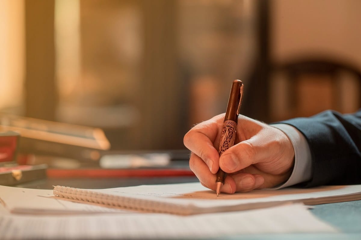 Person reviewing a legal document