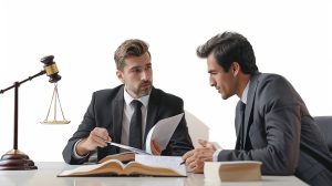 A paralegal and a lawyer in a meeting