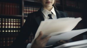 A lawyer managing legal documents