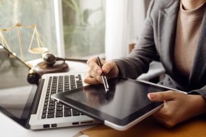 A lawyer using a legal research tool