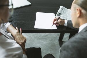 Lawyers preparing for a deposition