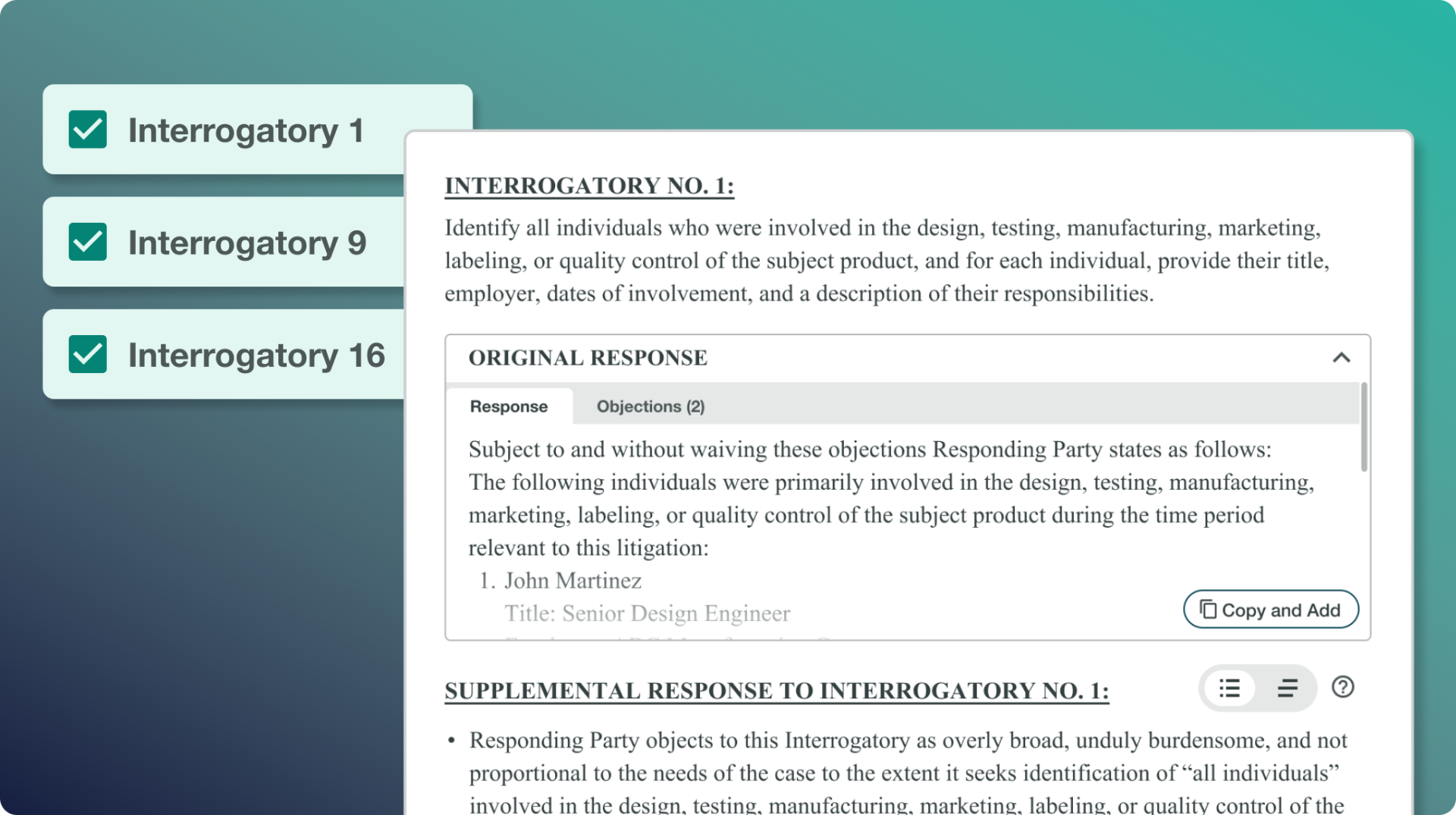 Supplemental responses in line during response workflow