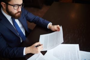 a lawyer working with documents